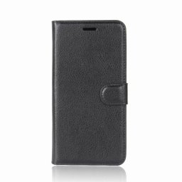 Кожен калъф тип портмоне за Huawei Y7 2019 - черен