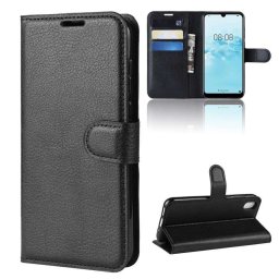 Кожен калъф тип портмоне за Huawei Y5 2019 - черен
