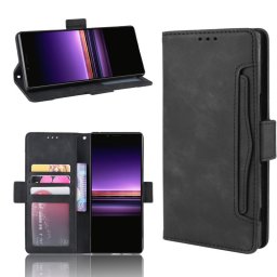 Кожен калъф тип портмоне с магнитно закопчаване за Sony Xperia 1 - черен