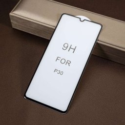 Извит 3D удароустойчив стъклен протектор покриващ целия екран за Huawei P30 - цвят черен