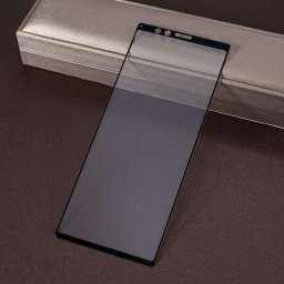 Удароустойчив стъклен протектор покриващ целия екран за Sony Xperia 1 - цвят черен