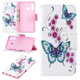 Калъф страничен флип за Huawei P30 Lite - зелени пеперуди