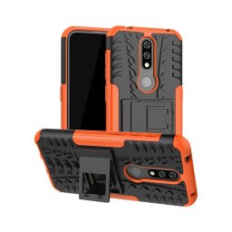 Двупластов гръб със стойка за Nokia 4.2 - оранжев