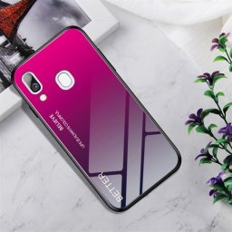 Силиконов кейс със стъклен гръб за Samsung Galaxy A40 - розов градиент