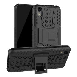 Двупластов гръб със стойка за Huawei Y5 2019 - черен