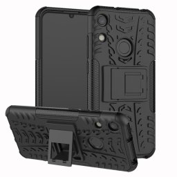 Двупластов гръб със стойка за Huawei Y6 2019 - черен