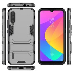 Хибриден гръб със стойка за Xiaomi Mi A3 - сив