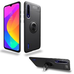 Силиконов гръб с кръгла стойка за Xiaomi Mi A3 - черен
