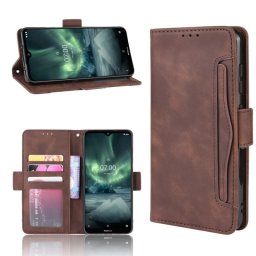 Кожен калъф тип портмоне с магнитно закопчаване за Nokia 7.2 - кафяв