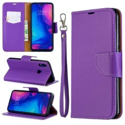 Кожен калъф тип портмоне с магнитна закопчалка за Xiaomi Redmi Note 7 - лилав