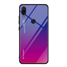 Силиконов кейс със стъклен гръб за Xiaomi Redmi Note 7 - лилав градиент