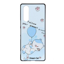 Силиконов гръб за Sony Xperia 5 - син с котка