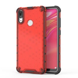 Хибриден гръб с ромбоидна шарка за Huawei Y7 2019 - червен