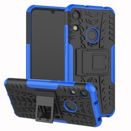 Двупластов гръб със стойка за Huawei Y6 2019 - син