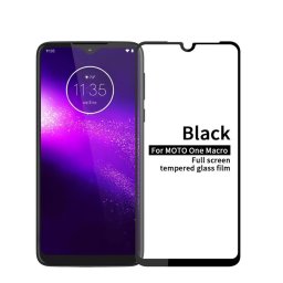 Удароустойчив стъклен протектор за Motorola One Macro - цвят черен