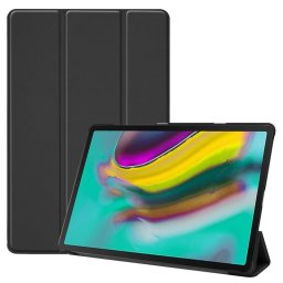 Кожен калъф със сгъващ се капак за Samsung Galaxy Tab S5e - черен