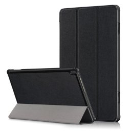 Кожен калъф със сгъващ се капак за Lenovo Tab M10 - черен