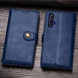 Кожен калъф тип портмоне за Huawei Nova 5T - син