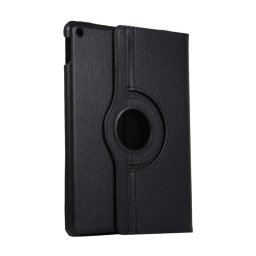 Кожен калъф за iPad 10.2 2019 с въртяща поставка - черен
