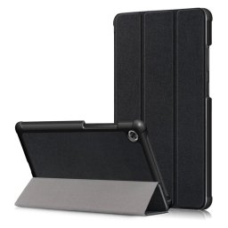 Кожен калъф със сгъващ се капак за Lenovo Tab M7 - черен