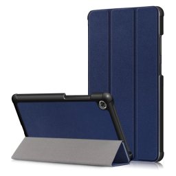 Кожен калъф със сгъващ се капак за Lenovo Tab M7 - тъмно син