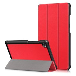 Кожен калъф със сгъващ се капак за Lenovo Tab M7 - червен
