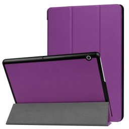 Кожен калъф със сгъващ се капак за Huawei MediaPad T3 10 инча - лилав