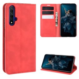 Кожен калъф тип портмоне с магнитна закопчалка за Huawei Nova 5T - червен