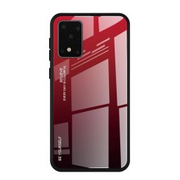 Силиконов кейс със стъклен гръб за Samsung Galaxy S20 - червен градиент