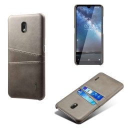 Пластмасов гръб с покритие от кожа за Nokia 2.2 - сив