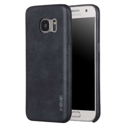 Силиконов калъф марка X-LEVEL с покритие от кожа за Samsung Galaxy S7 - черен