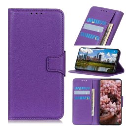 Кожен калъф тип портмоне с магнитна закопчалка за Samsung Galaxy A71 - лилав
