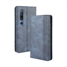 Кожен калъф тип портмоне с магнитна закопчалка за Xiaomi Mi 10 - тъмно син