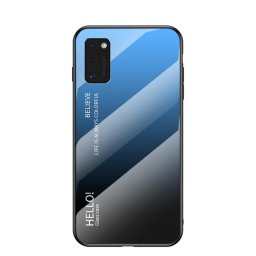 Силиконов кейс със стъклен гръб за Samsung Galaxy A41 - син градиент