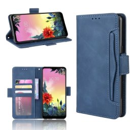 Кожен калъф тип портмоне с магнитно закопчаване за LG K50s - тъмно син
