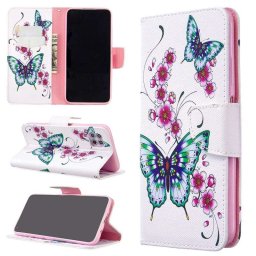 Калъф страничен флип за Huawei P40 Lite - зелена пеперуда