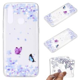 Силиконов гръб за Huawei P40 Lite E - сини цветя