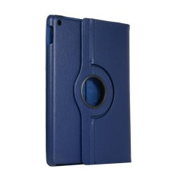 Кожен калъф за iPad 10.2 2019 с въртяща поставка - тъмно син