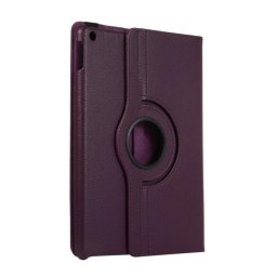 Кожен калъф за iPad 10.2 2019 с въртяща поставка - лилав
