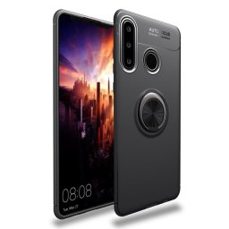 Силиконов гръб с кръгла стойка за Huawei Y6p - черен