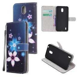 Калъф страничен флип за Nokia 1.3 - сини цветя