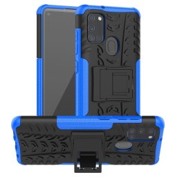 Двупластов гръб със стойка за Samsung Galaxy A21s - син