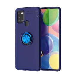 Силиконов гръб със стойка за Samsung Galaxy A21s - син пръстен