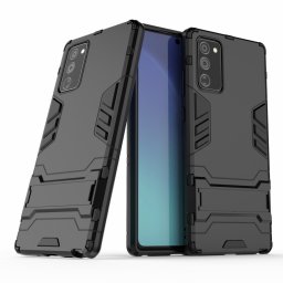 Хибриден гръб със стойка за Samsung Galaxy Note 20 - черен