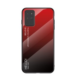 Силиконов кейс със стъклен гръб за Samsung Galaxy Note 20 - червен градиент