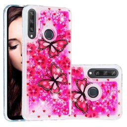Силиконов гръб с течност с брокат за Huawei Y6p - розов