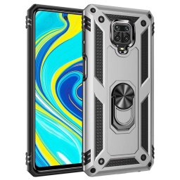 Хибриден гръб със стойка за Xiaomi Redmi Note 9 Pro - сребрист