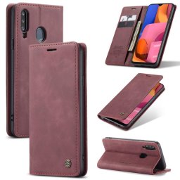 Калъф страничен flip марка CASEME за Samsung Galaxy A20s – винено червен