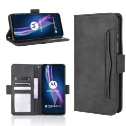 Кожен калъф тип портмоне с магнитно закопчаване за Motorola One Fusion Plus - черен