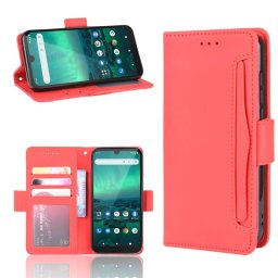 Кожен калъф тип портмоне с магнитно закопчаване за Nokia 1.3 - червен